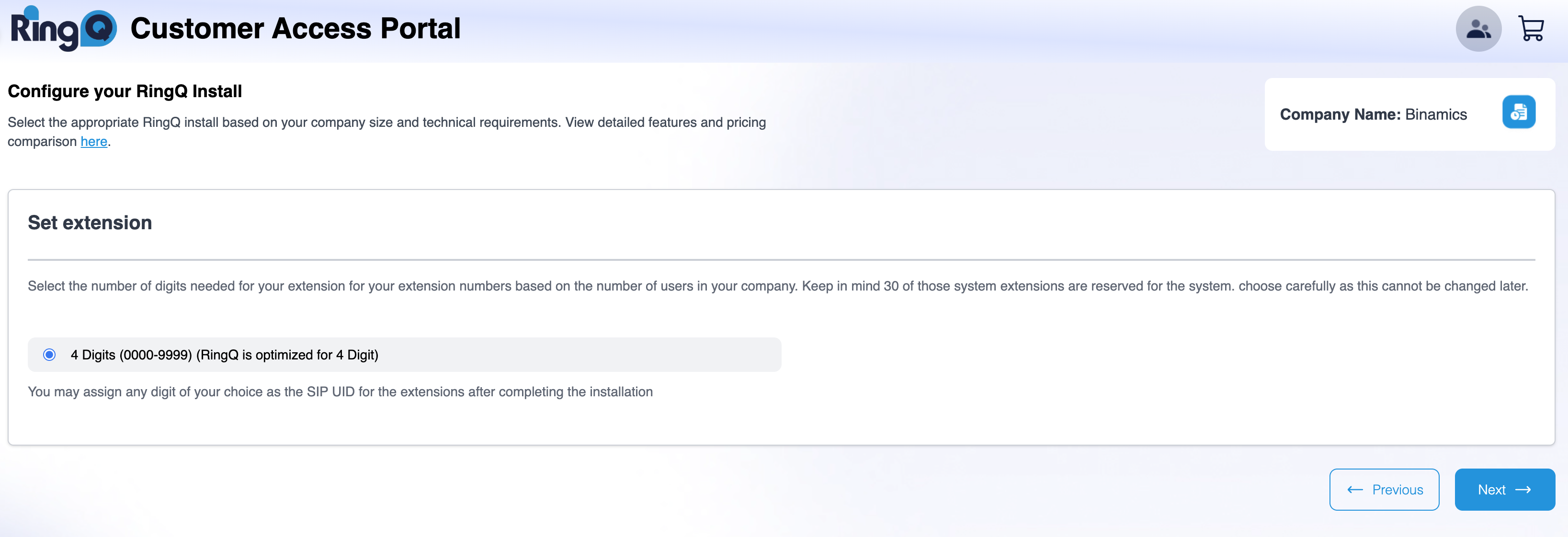 Enter your extension range